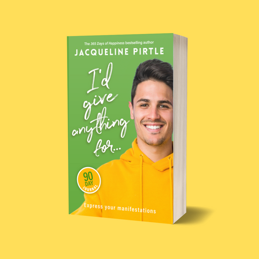 Book cover of I'd Give Anything For... a manifestation journal for men, with a man in a yellow hoodie on a yellow background