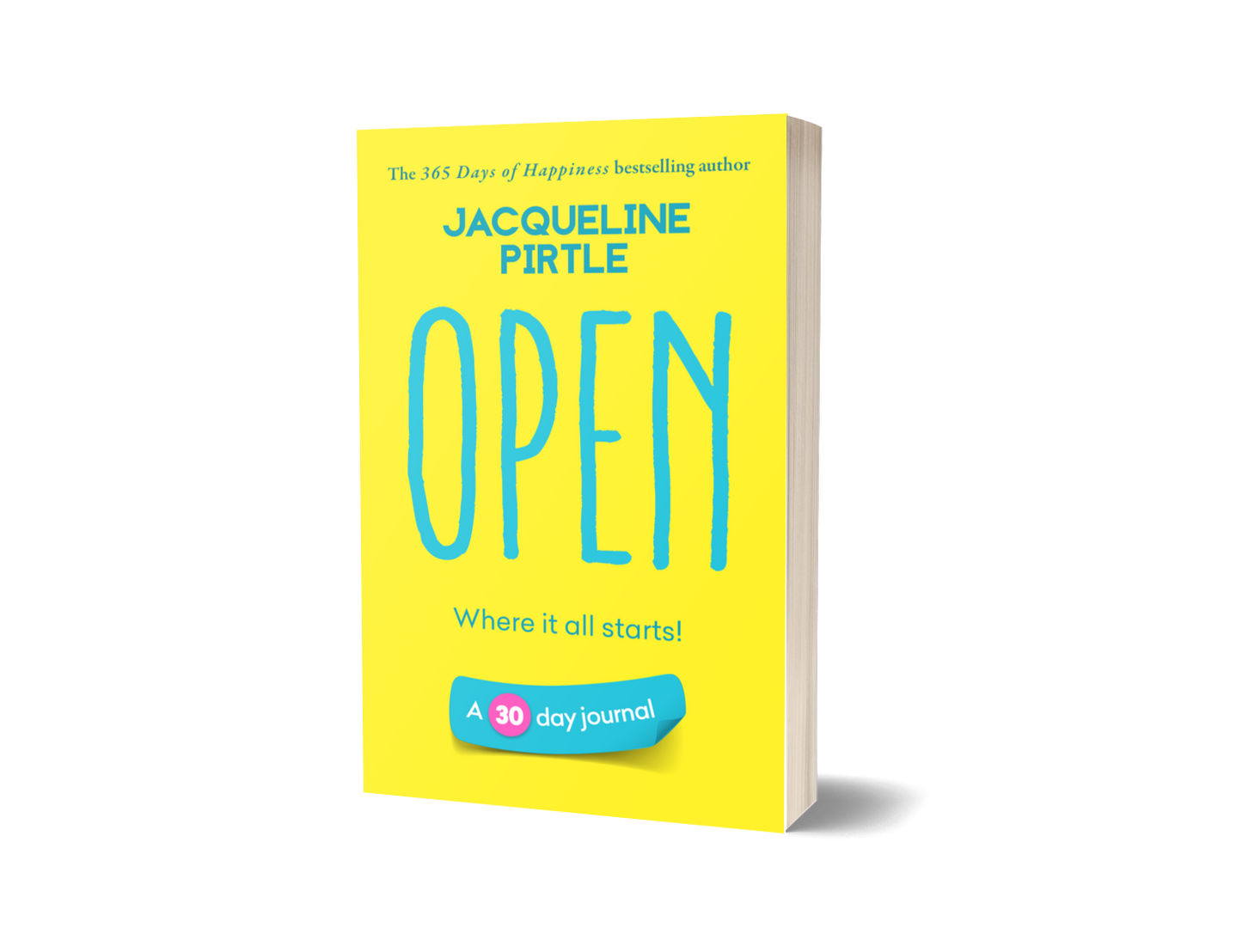 Open 30-day journal workbook spine and cover design by Jacqueline Pirtle