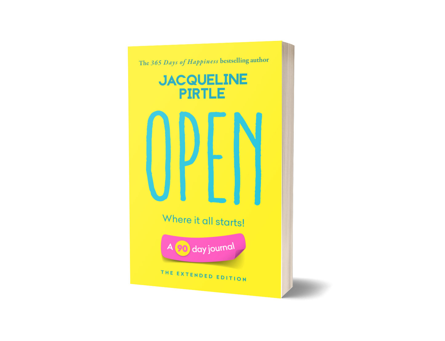 Open 90-day journal workbook spine and cover design by Jacqueline Pirtle
