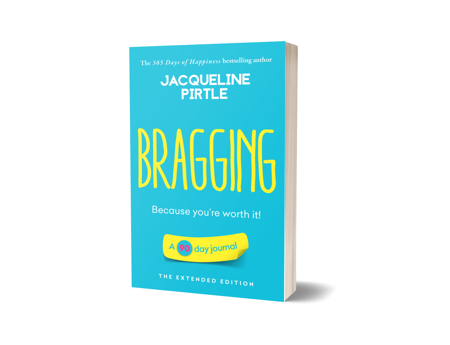Bragging 90-day journal workbook spine and cover design by Jacqueline Pirtle
