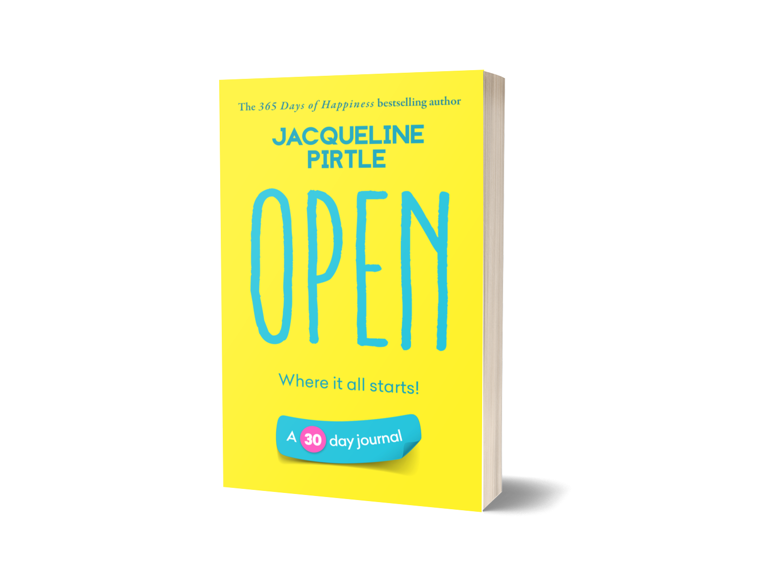 Open 30-day journal workbook spine and cover design by Jacqueline Pirtle