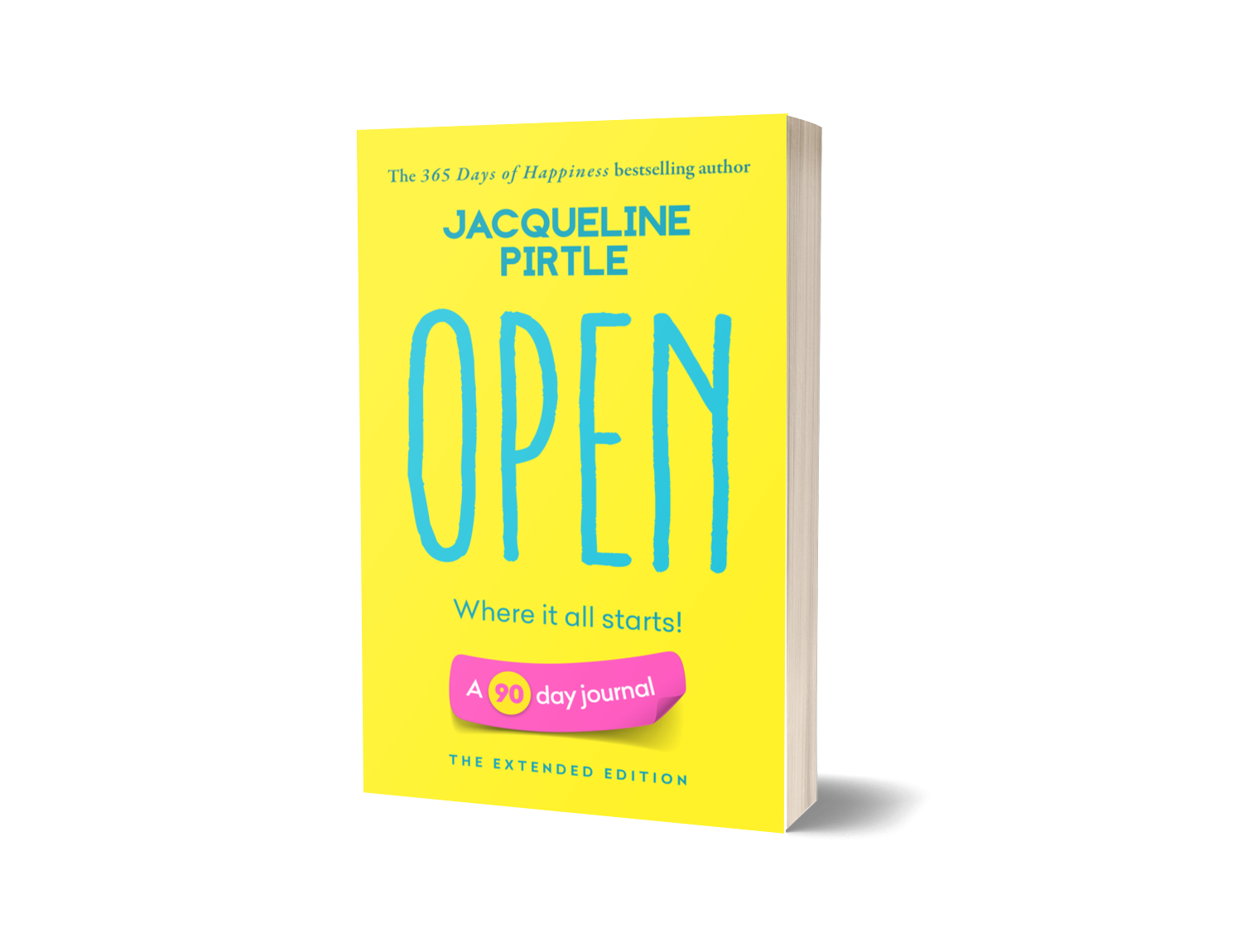 Open 90-day journal workbook spine and cover design by Jacqueline Pirtle